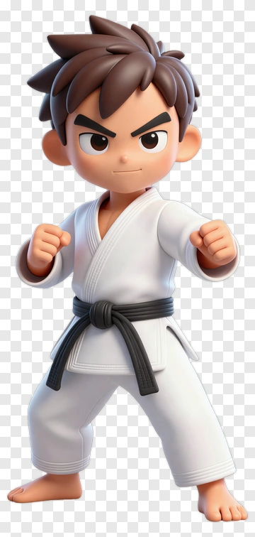 Cartoon Karate Kid In A Fighting Pose PNG