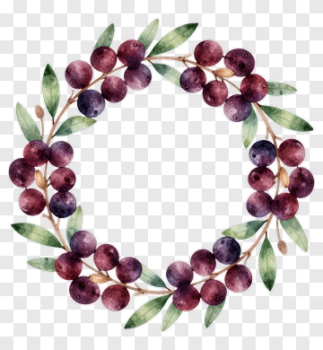 Watercolor Berry Wreath PNG