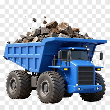 Blue Dump Truck Loaded With Rocks PNG