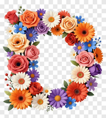 Floral Letter D Decoration PNG