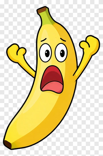 Cartoon Banana With A Surprised Expression PNG