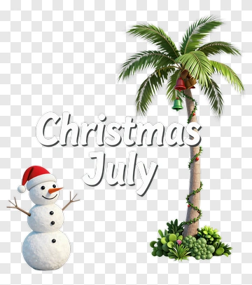 Snowman And Palm Tree For Christmas In July PNG