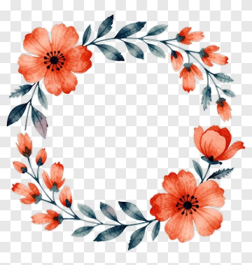 Watercolor Floral Wreath PNG