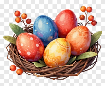 Colorful Easter Eggs In A Nest PNG