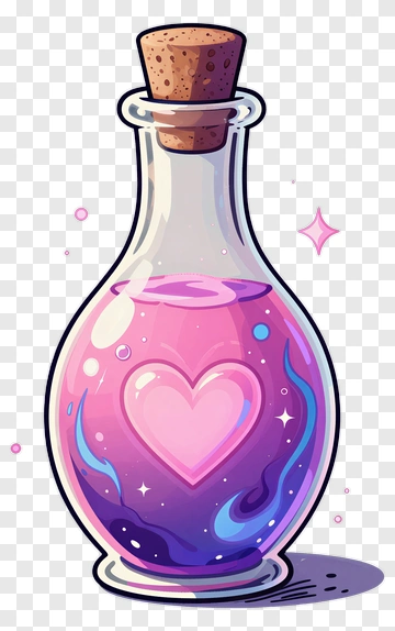 Cartoon Heart Potion Bottle PNG