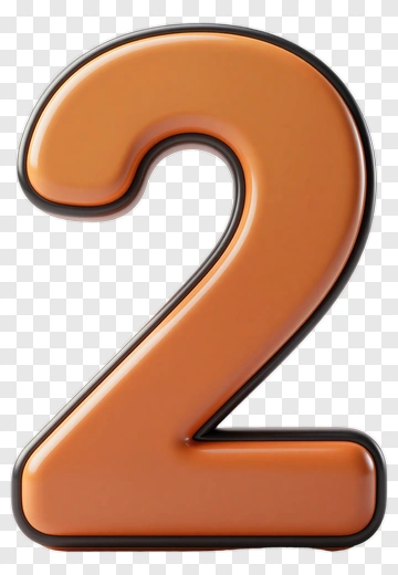 3D Number Two In Orange PNG