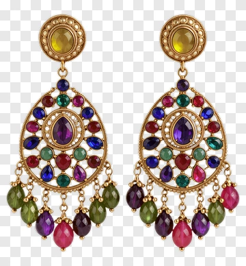 Colorful Gemstone Earrings PNG