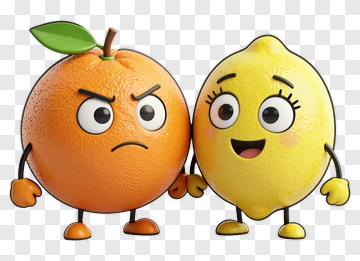 Cartoon Orange And Lemon Characters PNG