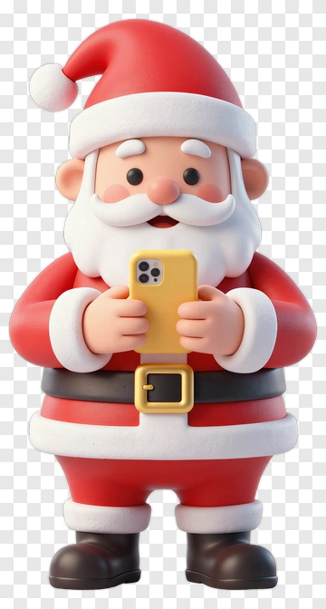 Cartoon Santa Claus Holding A Smartphone PNG