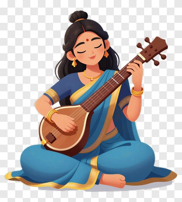 Cartoon Woman Playing A Musical Instrument PNG