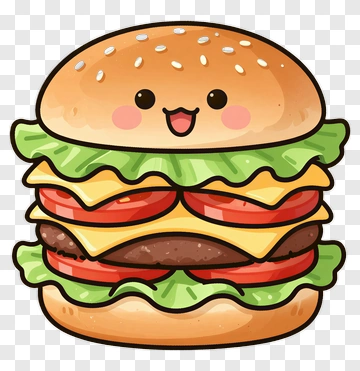 Cartoon Hamburger With Smiling Face PNG