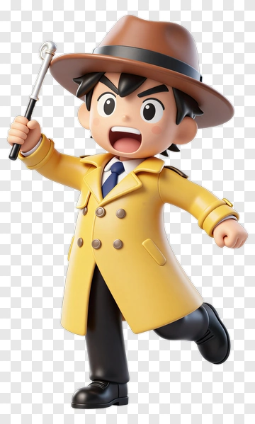Cartoon Detective Holding A Magnifying Glass PNG