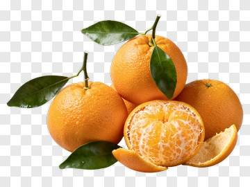 Fresh Orange With Leaves PNG