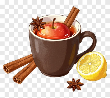 Cup Of Hot Apple Drink With Spices And Lemon PNG