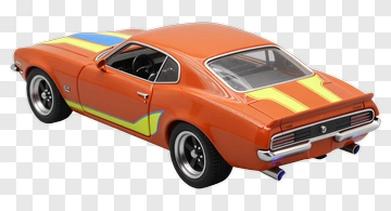 Orange Sports Car With Racing Stripes PNG