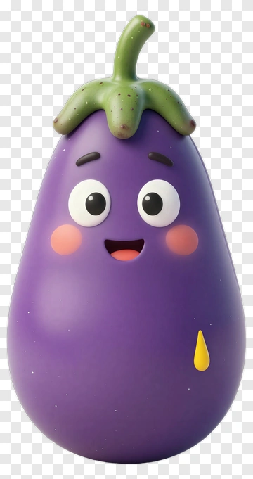 Cartoon Eggplant Character With A Smile PNG