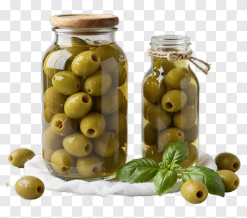 Glass Jars Of Green Olives PNG