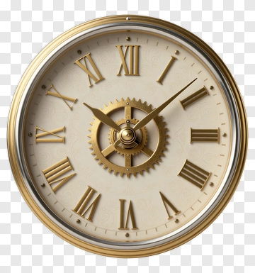 Vintage Wall Clock With Roman Numerals PNG