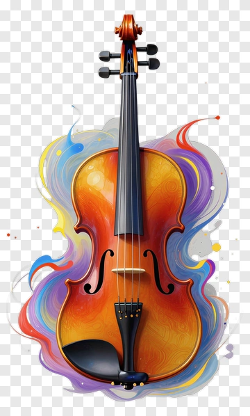 Colorful Violin With Swirling Patterns PNG