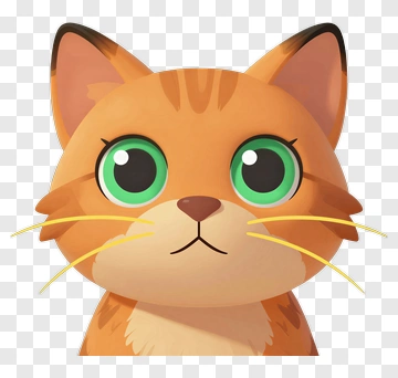 Cartoon Cat With Green Eyes PNG