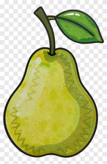 Watercolor Pear With Leaf PNG