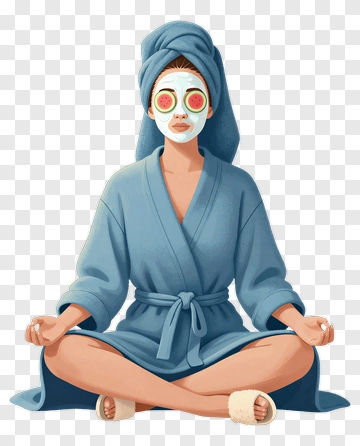 Woman Meditating With Facial Mask And Cucumber Slices PNG