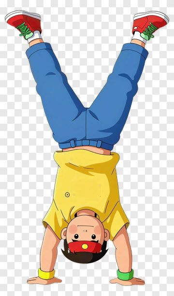 Cartoon Boy Doing A Handstand PNG