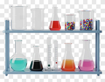 Laboratory Glassware On A Shelf PNG