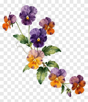 Colorful Pansy Flower Arrangement PNG