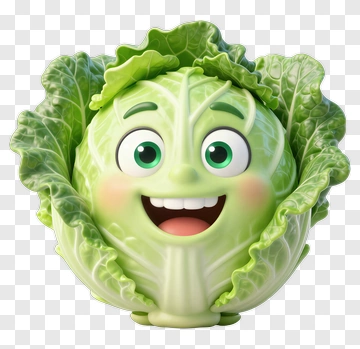 Cartoon Cabbage Character Smiling PNG
