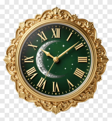 Elegant Gold Wall Clock With Moon And Stars PNG