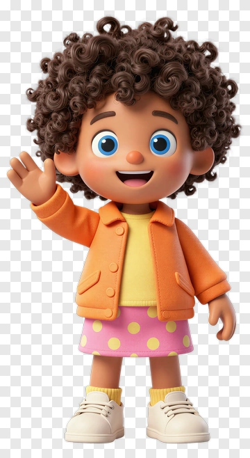 Cartoon Girl Waving Hello PNG