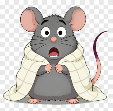 Cartoon Mouse Wrapped In A Blanket PNG