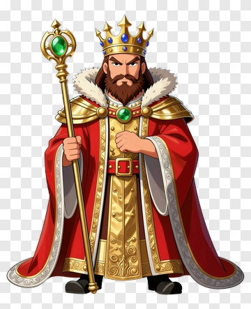Cartoon King Holding A Scepter PNG