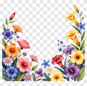 Colorful Floral Frame PNG
