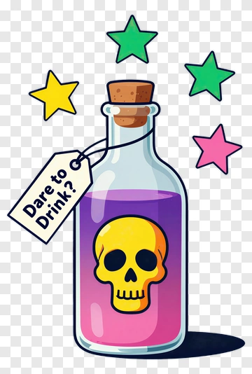 Cartoon Potion Bottle With Skull And Stars PNG