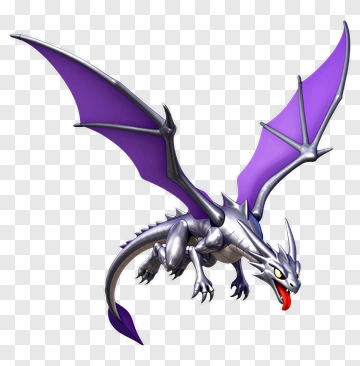 Cartoon Dragon With Purple Wings PNG
