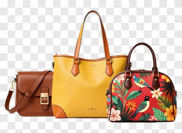 Colorful Handbags With Floral Design PNG