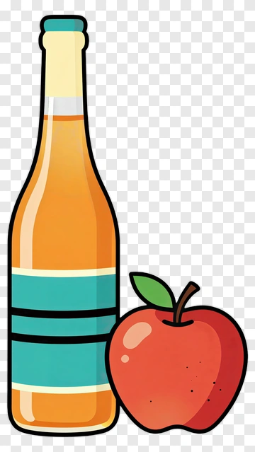 Cartoon Apple And Juice Bottle PNG
