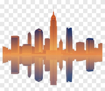 City Skyline Silhouette At Sunset PNG