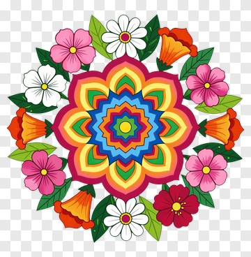 Colorful Floral Mandala Design PNG