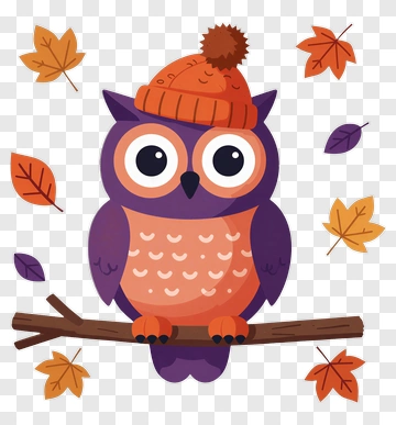 Cartoon Owl Wearing A Hat On A Branch PNG