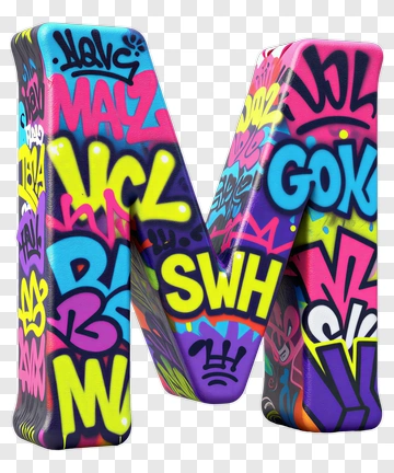 Colorful Graffiti Letter M PNG