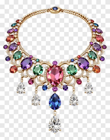 Colorful Gemstone Necklace PNG