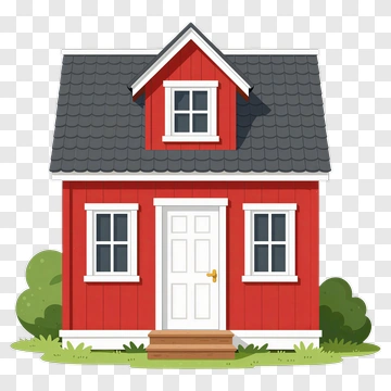 Red House With White Trim PNG