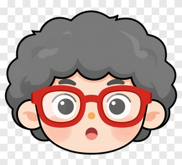 Cartoon Child With Gray Hair And Red Glasses PNG