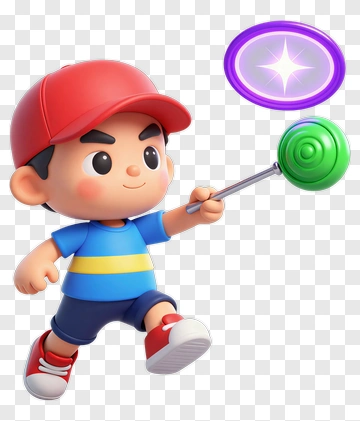 Cartoon Boy Holding A Lollipop PNG