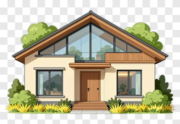 Modern House With Glass Roof And Greenery PNG