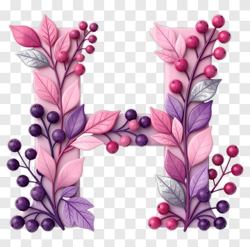 Floral Letter H Design PNG