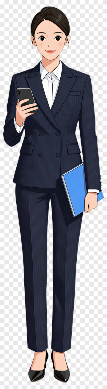 Businesswoman Holding A Phone And Folder PNG